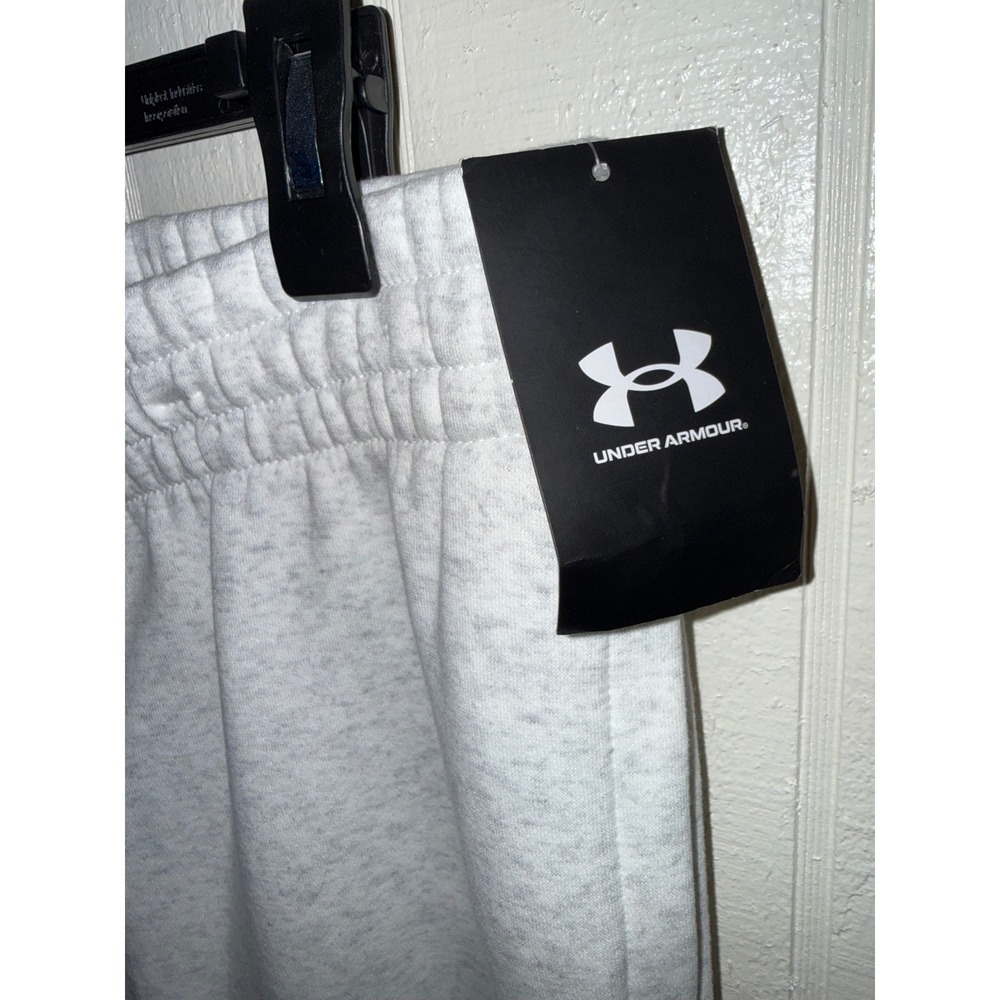 Under Armour Womens Rival Fleece Joggers Light Gray Heather Loose Fit NWT - Picture 4 of 7